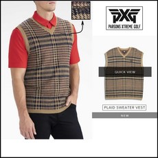 PXG골프웨어 2022FW 뉴 플레이드 스웨터 베스트 V 넥 브이넥 남성 골프 니트 조끼 PLAID SWEATER VEST