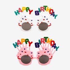 생일컵케이크안경 화이트 핑크 해피버스데이 케이크 모양 안경 파티 소품 악세사리, (아무색이나 빨리)