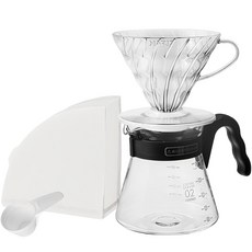 하리오 V60 커피 입문 핸드드립 세트, 서버 + 드리퍼 + 계량스푼 + 여과지 40p, 600ml, 1세트 서버 600ml + 드리퍼 + 계량스푼 + 여과지 40p