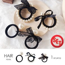 kirakirashop 진주포인트 머리끈 4종세트 진주 장식 AHB1643