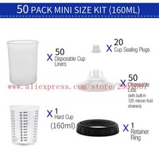 뚜껑 페인트 스프레이 건 자동차 측정 800ml 600 160 컵 혼합 포함 400 페인트 컵 컵 일회용, 160ml--50pcs, 50개