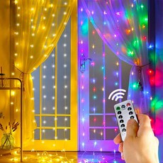 2색 반짝이 별 창 커튼 줄 표시등 따뜻한 화이트 &amp; 멀티컬러 300LED 요정 별 표시등 USB 전원 원격 및 타이머 폭포 요정, 단일옵션