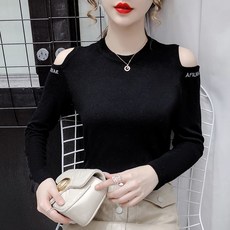 긴 소매 여성 겨울 가을 옷 유럽 화물 슬림 솔리드 오프숄더 어깨트임 유니폼
