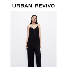 점프수트 UR2020여름시즌 여성신상 블랙 버클장식 루즈핏 탱크탑 전신연결 바지 WH20S6IE2001