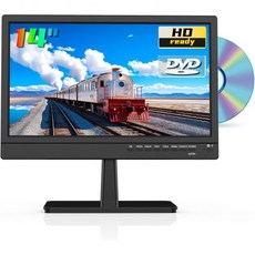 DVD 플레이어가 내장된 14인치 LED HD 와이드스크린 TV ATSC 튜너/HDMI/USB/AV/VGA 입력이 포함된 1080p 소형 평면 TV 콤보 주방 침실 RV 캠퍼에, 1개