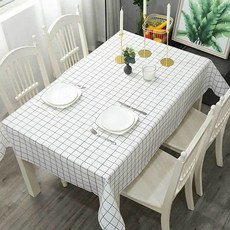쌍문상회 화이트 격자무늬식탁보 테이블보 식탁덮개 식탁커버, 본상품