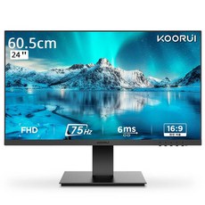 KOORUI 60.45cm 68.5cm 평면 모니터 업무용 FHD IPS 75HZ 24N1A 27N1 블랙, 60.45cm 24N1A - b245ap155p