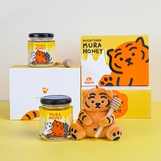  더도톰 무직타이거 뚱랑이 꿀 허니 디퍼 답례품 160g 완포장 스티커 돌 돌잔치 어린이집 유치원 생일 소규모 개업 호랑이띠 답례 선물 세트 1개