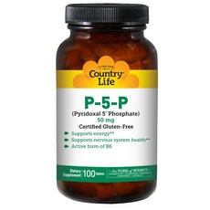 Country Life 컨트리라이프 피리독살-5-인산염 활성 비타민B6 P-5-P Pyridoxal 5 Phosphate 50mg 100정, 1팩