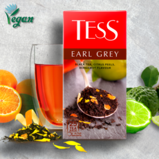TESS чай Эрл Грей с цедрой цитрусовых и календулой, 25 пакетиков по 1.6 г