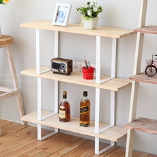 폼폼DIY 모던 아이언 빌드 선반대 (미송집성목), 대(블랙)/오크도장