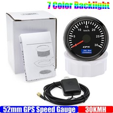 안테나 장착 GPS 속도계 게이지 자동차 해양 보트용 7 색 백라이트 주행 거리계 120KMH 52mm 12V, 없음, 14 30KMH BN