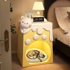 강아지 고양이하우스 침대 사이드테이블 탁자 협탁, 고양이 협탁 브라운, 1개