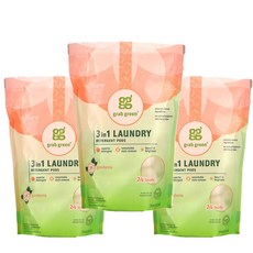 그랩그린 3 in 1 세탁 세제 팟 캡슐세제 가르데니아 가드니아 치차 향 24회분 384G x 3개