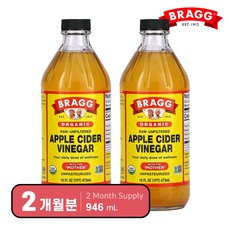 브래그 오가닉 애플 사이다 비니거 사과 식초 애사비 오리지널 맛, 473ml, 2개