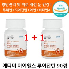 1+1 애터미 아이헬스 루아잔틴 90정 3개월분 눈 건강 루테인 지아잔틴 안구 피로 프리미엄 아연 비타민 A 건강기능식품 영양제 에터미 아토미 애토미 추천 대용량 침침 건조, 1+1 (총2박스), 300mg x 90캡슐, 2개