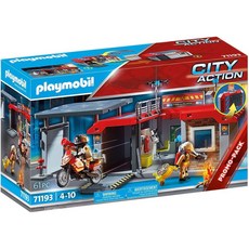 플레이모빌 피규어 City Action 71193 소방서 오토바이 장난감 playmobil, 소방서 지우기 인쇄가 있는 번들