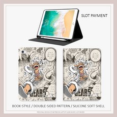 Luffy 원피스 패턴 케이스(펜 슬롯 포함) iPad mini1 2 3 4 5 6 air4 5 10.2 gen7 8 9 2022 pro11 gen10 gen5 6, Book pen slot