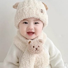 6개월-24개월 아기 보온 귀보호대 헤드캡+목도리