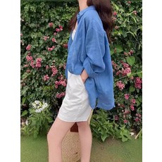 [BINIWU]간절기 가을긴팔셔츠 리넨 자외선 차단 셔츠 얇은