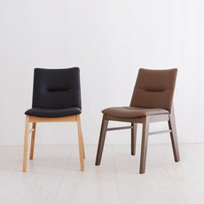 베스트리빙 빈츠 가죽 원목 인테리어 식탁 카페 의자 1+1/의자2개 2color, 내츄럴(블랙)