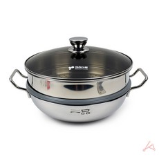 유앤유씨 스텐 2단 찜냄비 28CM 인덕션 하이라이트 가스레인지 국내산 스텐찜기, 1개