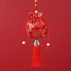 실크 용무늬 자수 복주머니 30매, 30개, 빨강