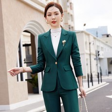빅사이즈 여성 정장 항공배송 녹색 테일러드 재킷 바지 4XL
