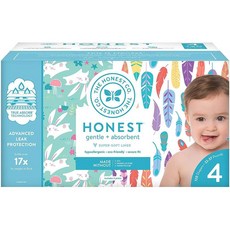 직구 TrueAbsorb 기술이 적용된 The Honest Company Super Club Box Diapers Painted Feathers & Bunnies Size 4 12, 상세참조, 상세참조