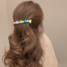 에타이피 컬러플한 레인보우 하트스프링 헤어 자동핀