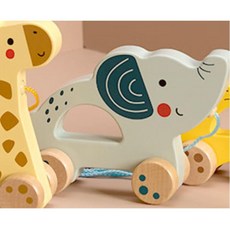 원목 줄달린 끄는장난감 걸음마장난감 기린 걷기연습, 코끼리, 1개