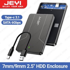 플로피디스크 구동기 JEYI 외장 하드 드라이브 인클로저 USB 30SATA III 도구 필요 없는 클리어 디스크 케이스 25 인치 7mm 95mm SATA HDD SSD용, 2.Type c to USB A