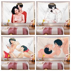 [국내배송 무료배송]커플소녀하트 패브릭 포스터 거실 배경 천 방 배치 침대 머리 장식 생방송 벽천 태피스트리 숙소 태피스트리