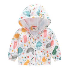 아동복 재킷 아동용 후드 지퍼 바람막이 아기 프린트 코트 유아용 방수, 5-6Y (Size 120), P
