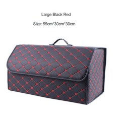 자동차 드릴집 트렁크 정리 상자 자동 다용도 도구 대용량 보관 가방 가죽 접이식 비상, Black Red L