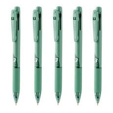 마이펜 세이프티 클립 3색 볼펜 0.38mm, 0.38mm 시에나그린, 5개
