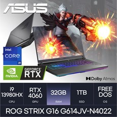 ASUS ROG Strix G16 G614JV-N4022, Free DOS, 32GB, 1TB, 코어i9, 그레이