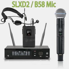 MVX2U SLXD4 전문 듀얼 무선 마이크 무대 공연 2 채널 600-699MHz UHF 노래방 금속 핸드헬드 SLXD2, 1개, 8) 1B58 1 EM3 Mic