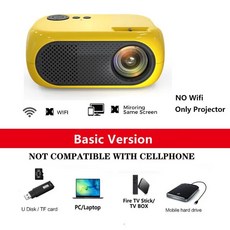 크롬캐스트 4K 구글 케스트 구글 TV XIDU-미니 프로젝터 지원 1080P 풀 HD 네이티브 480P LED 프로젝터 안, Yellow projector_영국