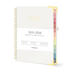 Forvencer 아카데믹 플래너 2025-2026 하드커버 주간 및 월간 캘린더 플래너 2025년 7월 - 2026년 6월 15.2 x 20.3cm(6 8인치) 탭이, 베이지