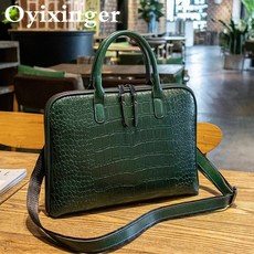OYIXINGER 여성용 정품 가죽 노트북 가방 고급 사무실 노트북 서류 가방 13 인치 14 인치 HP 델 악어 패턴 여성용 핸드백, [16] 903A Printing 12-13