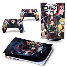 PS5 콘솔 및 듀얼센스 컨트롤러 스킨 비닐 스티커 데칼 커버 플레이스테이션 5 컨트롤러에 적합 내구성 스크래치 방지 디스크 버전데몬 슬레이어7620, 1개