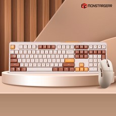 몬스타 가츠 X108 콤보 오트밀아몬드 보글보글 5세대 멤브레인 무소음 키보드 마우스세트, 일반형, 오트밀 아몬드, X108 키보드+마우스