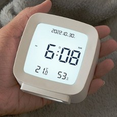 미니멀디지털탁상시계 사무실 공부방 온도계 습도계, 화이트, 1개