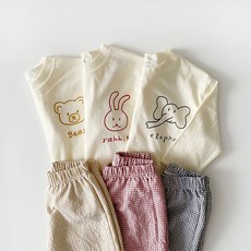 유아 고쟁이 상하복세트 아기 라운드티 체크 몸빼바지 상하복 가을 어린이집 등원룩 리뷰후기