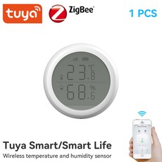 Tuya Zigbee 온도 및 습도 센서 LCD 스크린 디스플레이 스마트 홈 앱 제어 게이트웨이 허브 알렉사 구글과 작동, [01] 1PC, 1개