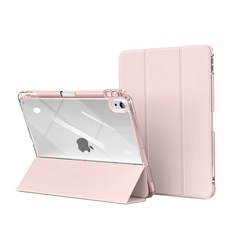 소소한 애플 펜슬 수납+충전 2in1 스마트커버 투명 클리어 아이패드 케이스, 핑크