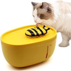 고양이 자동급수기 정수기 저소음 2L 반려동물용품, 1개, 노랑