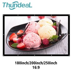 프로젝터 스크린 ThundeaL 169 180 200 250 300 인치 프로젝션 캔버스 화이트 커튼 3D 필름 휴대용 벽면 투영고밝기 가볍고 컴팩트한 일체형 디자인 160도의 특, 02 200 인치