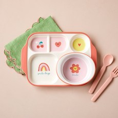 모던하우스 스마일 하트 멜라민 나눔 식판 + 볼 세트, 1개, 플레이트 + 볼, 혼합색상